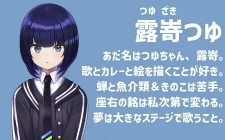 司賀りこの前世「露嵜つゆ」のビジュアル。濃紺の髪色にショートボブ。