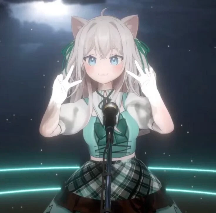 ルンルンの前世「猫間たま」の３周年衣装。チョコミントカラー。